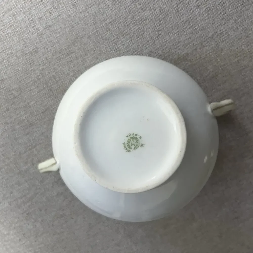 Antique 1910’s Maruki Nippon Hand-Painted With Raised Gold Sugar Bowl, Japan